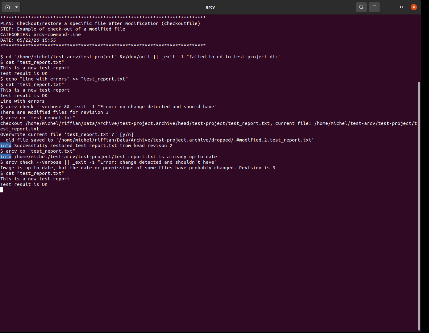 arcv sshot checkoutfile 1