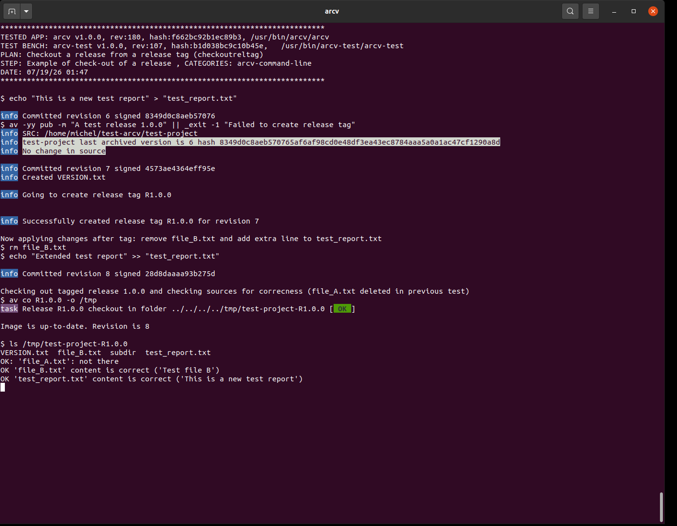 arcv sshot checkoutreltag 1